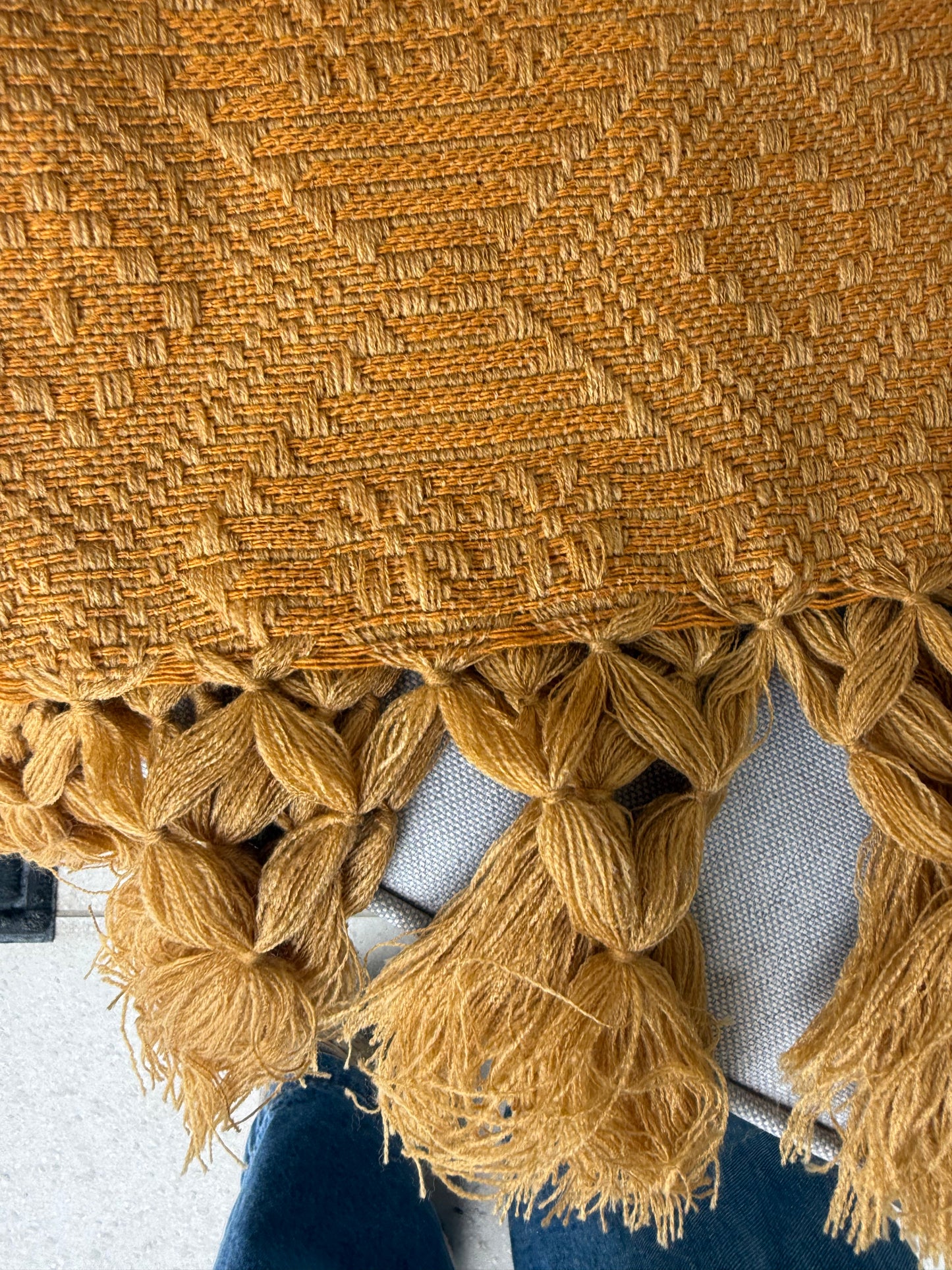 Handwoven Mexican Rebozo – Mustard Shawl from Puebla | 80x28 in | CasaArtMex