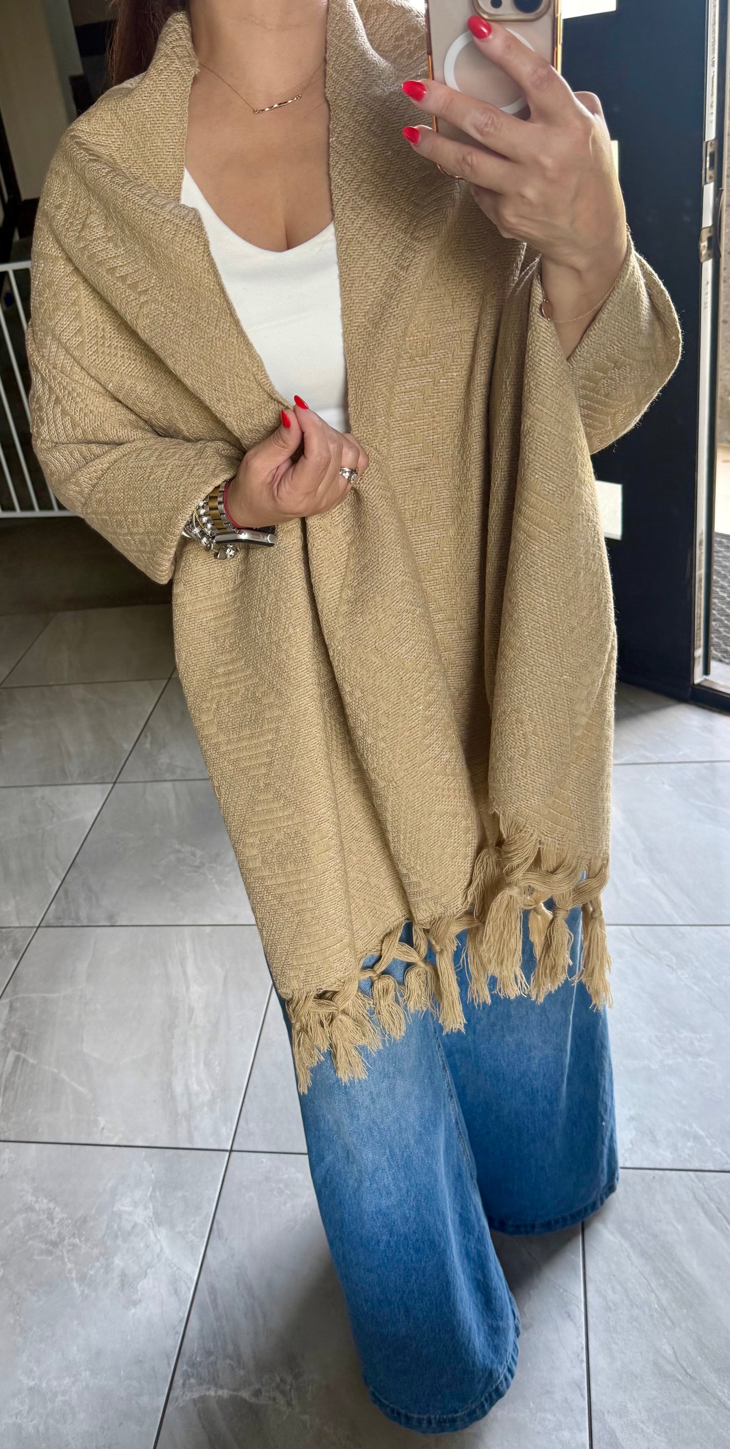 Mexican Rebozo Shawl Khaki Handwoven Artisan Wrap – Authentic Mexican Scarf from Puebla