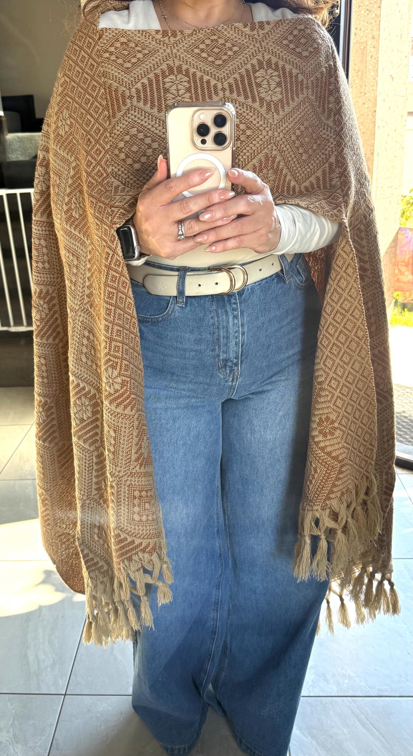 Handwoven Mexican Rebozo Shawl – Ochre Khaki Artisan Wrap