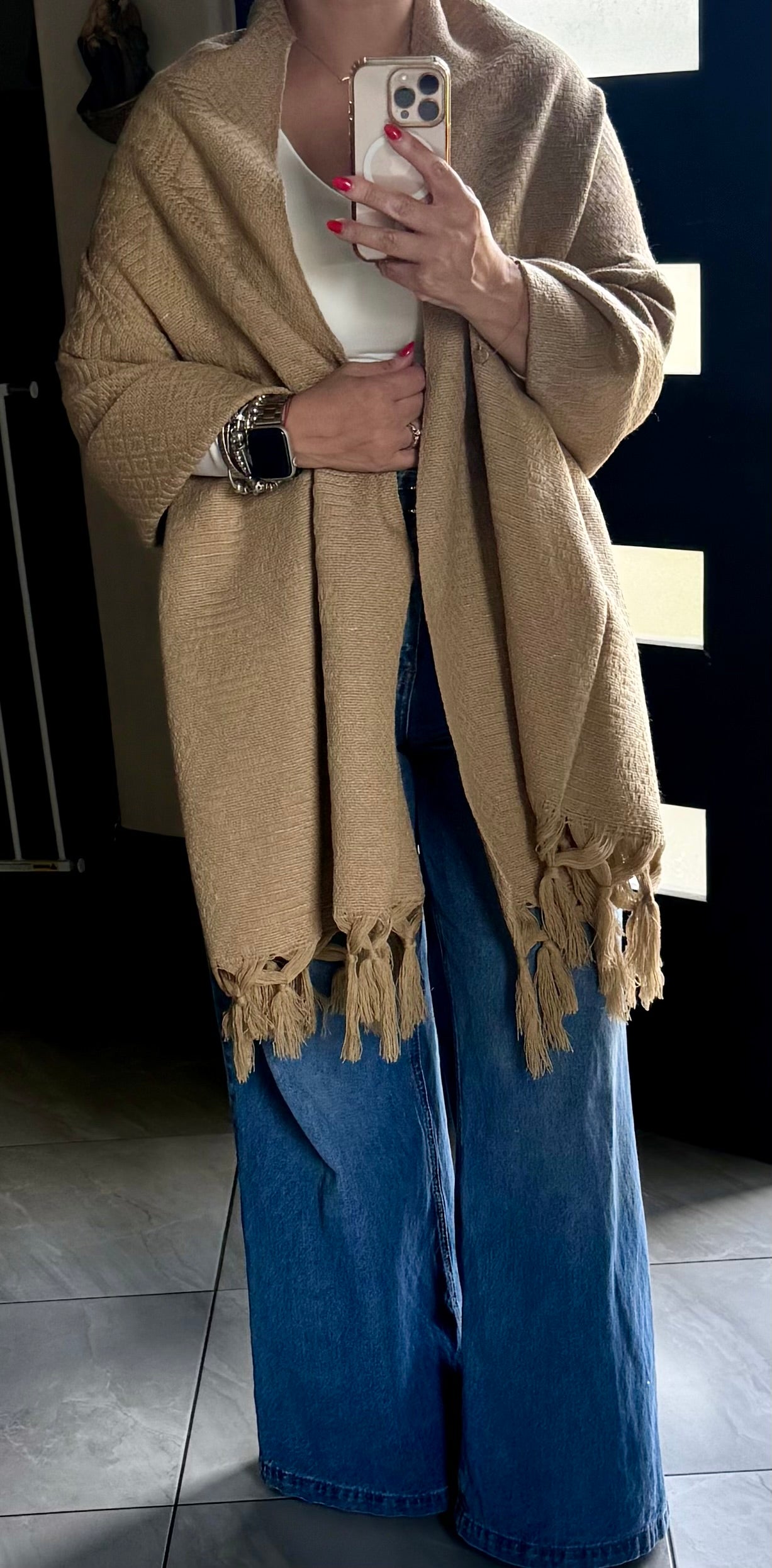Mexican Rebozo Shawl Khaki Handwoven Artisan Wrap – Authentic Mexican Scarf from Puebla