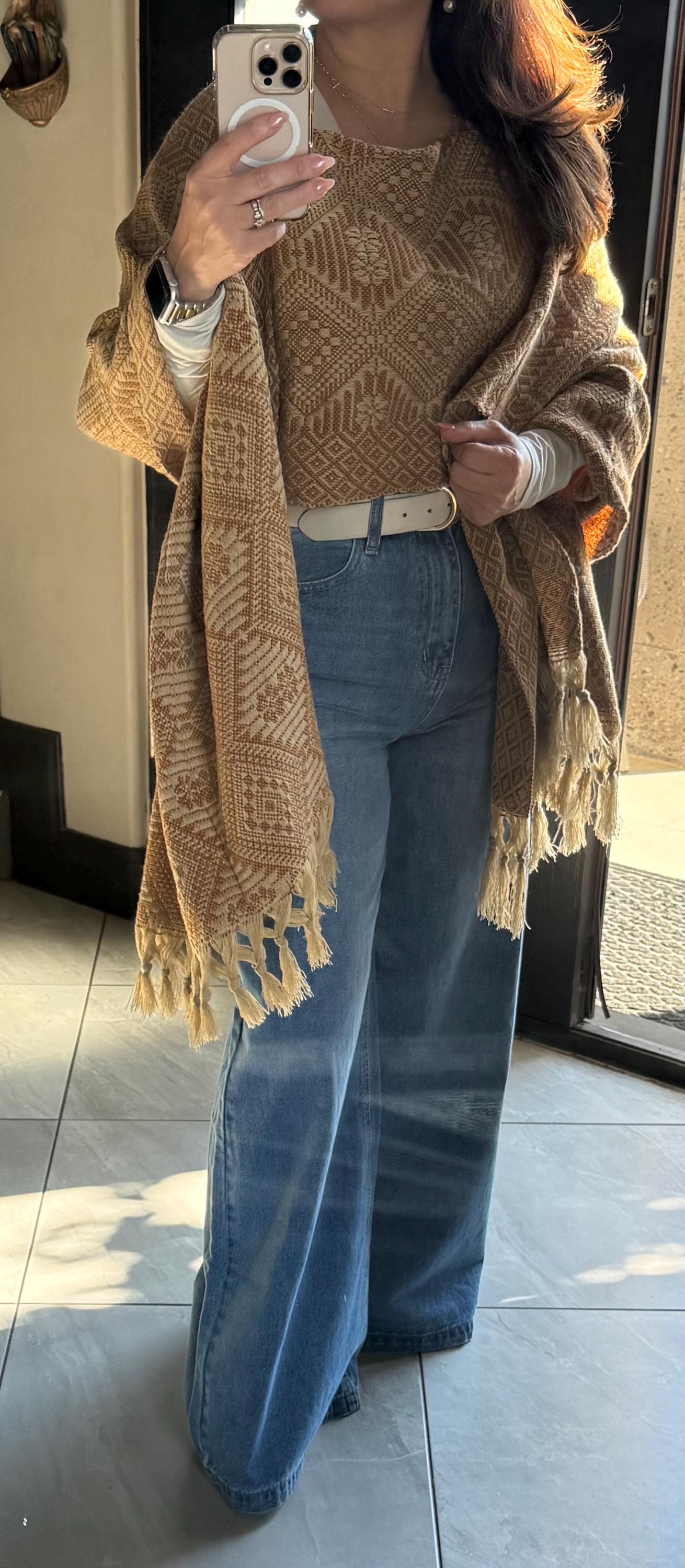 Handwoven Mexican Rebozo Shawl – Ochre Khaki Artisan Wrap