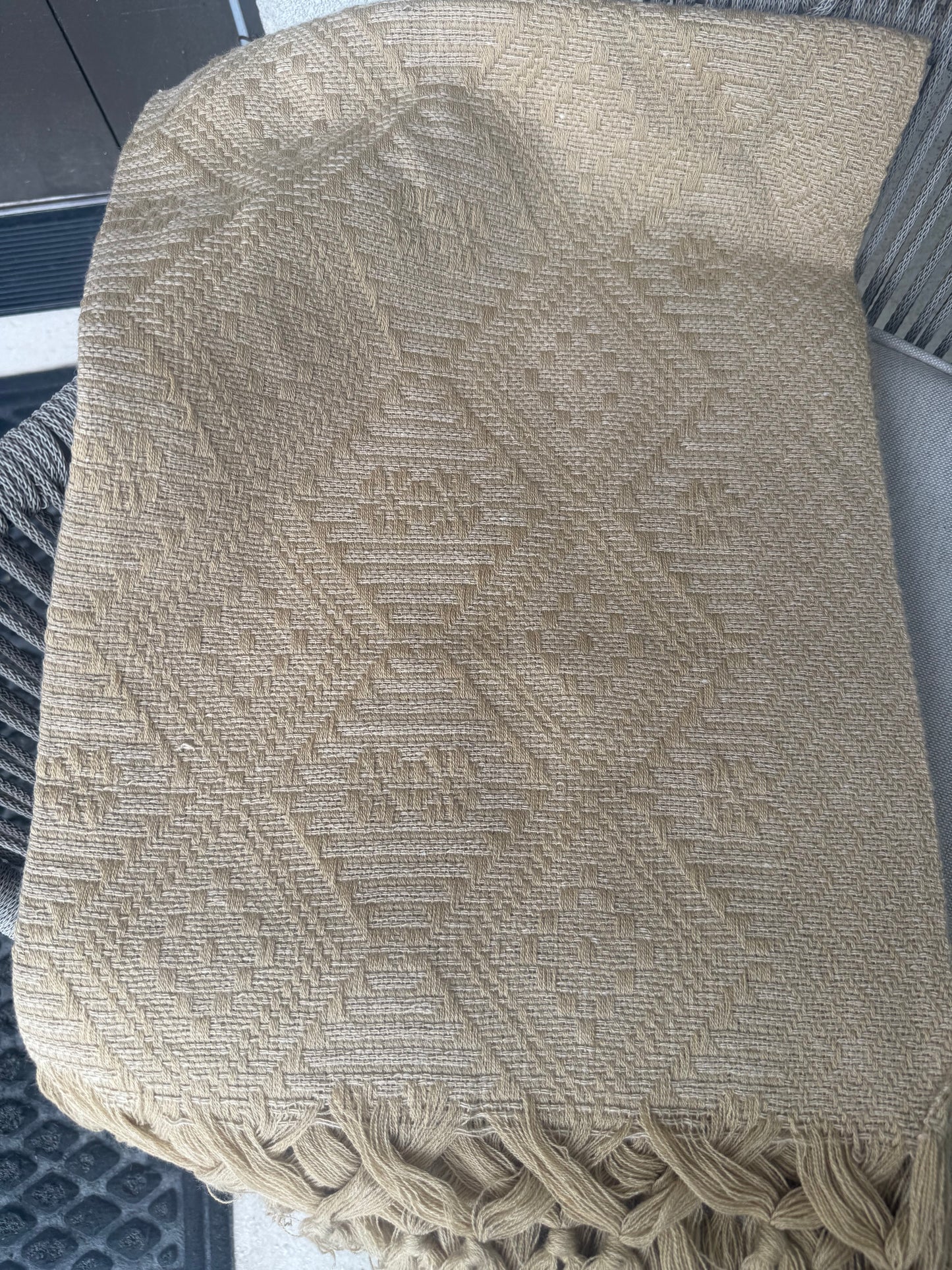 Mexican Rebozo Shawl Khaki Handwoven Artisan Wrap – Authentic Mexican Scarf from Puebla