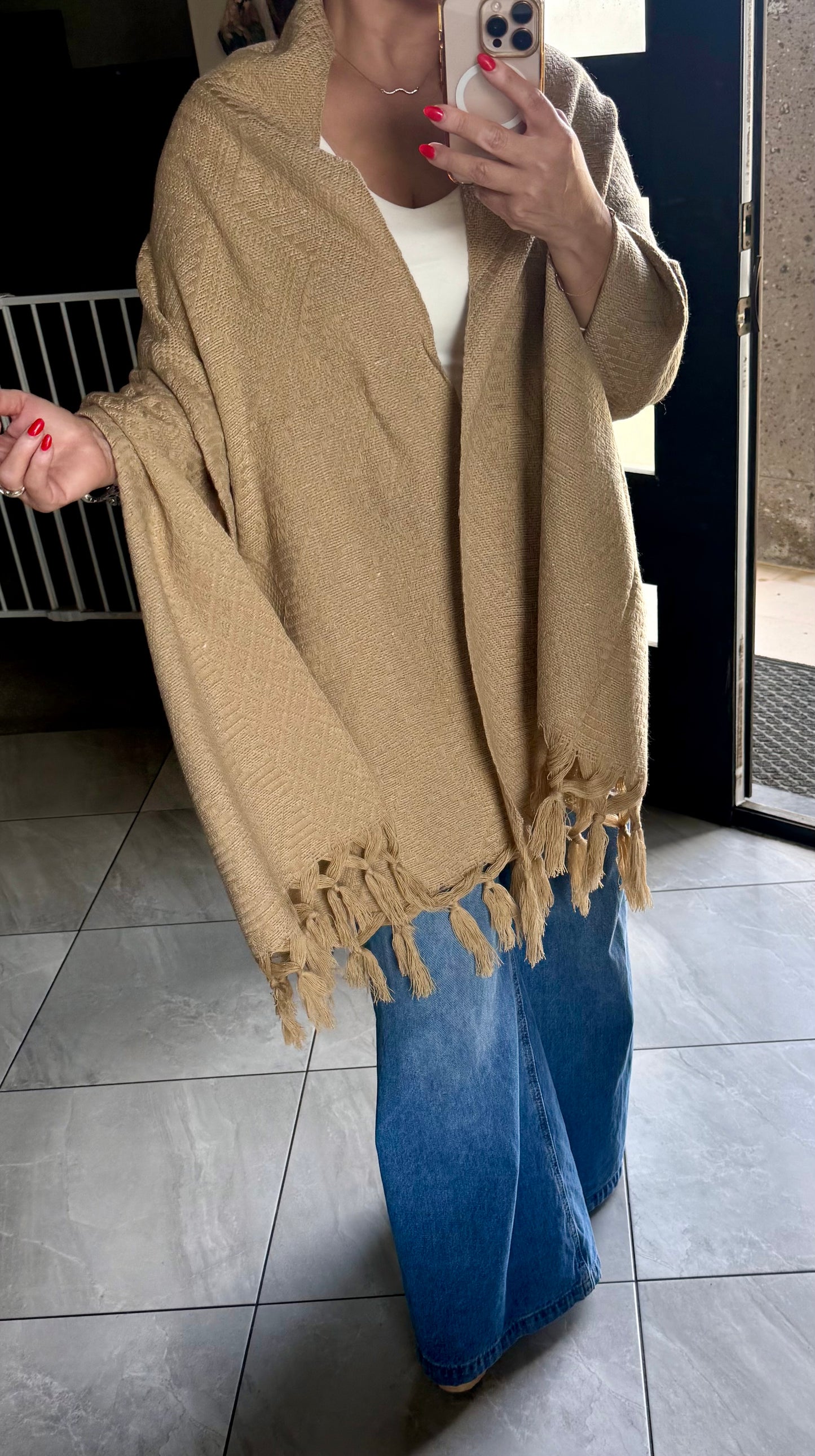 Mexican Rebozo Shawl Khaki Handwoven Artisan Wrap – Authentic Mexican Scarf from Puebla