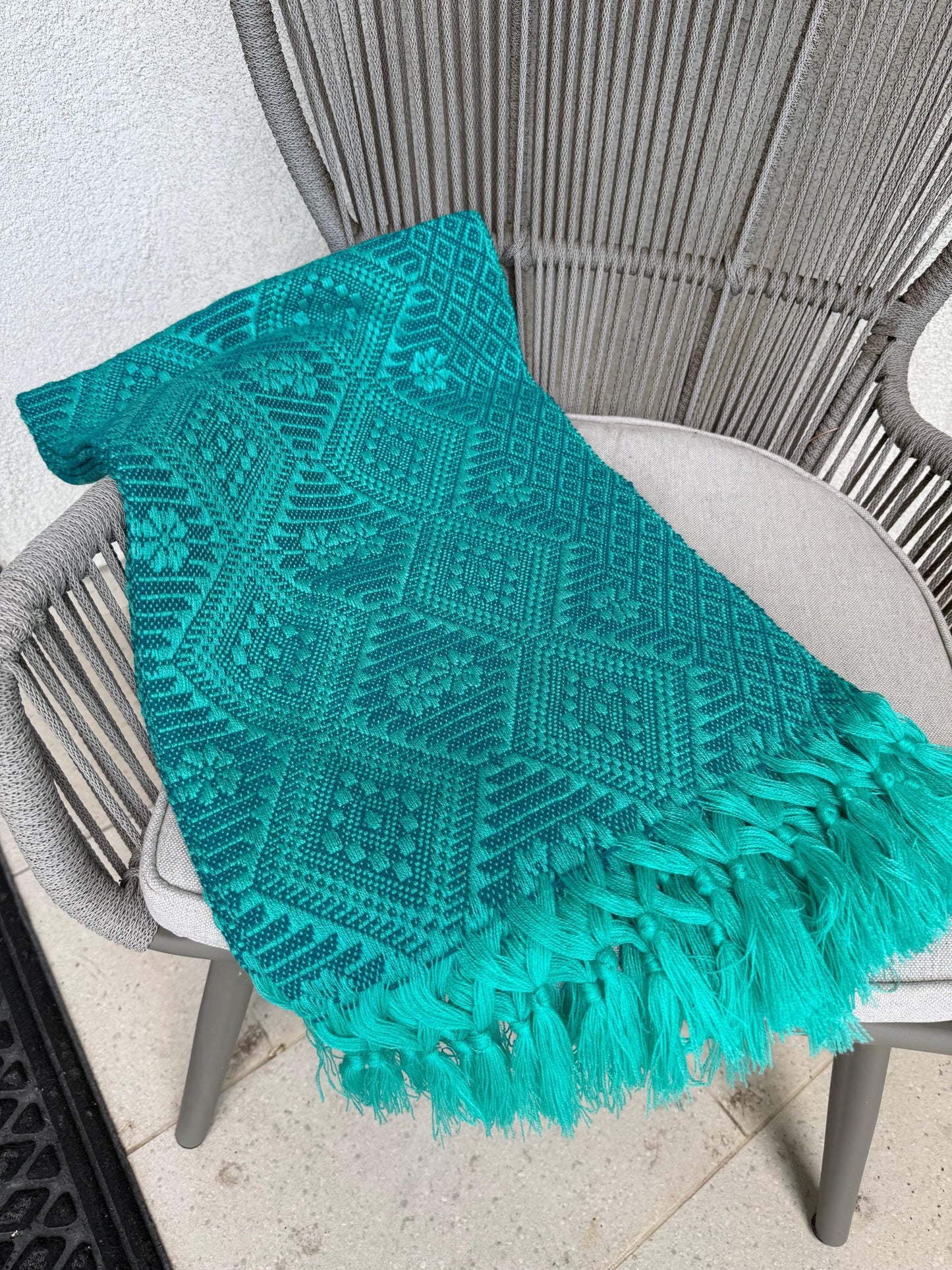 Traditional Handwoven Mexican Rebozo Shawl from Puebla | Green  Shawl | 80x28 in | CasaArtMex
