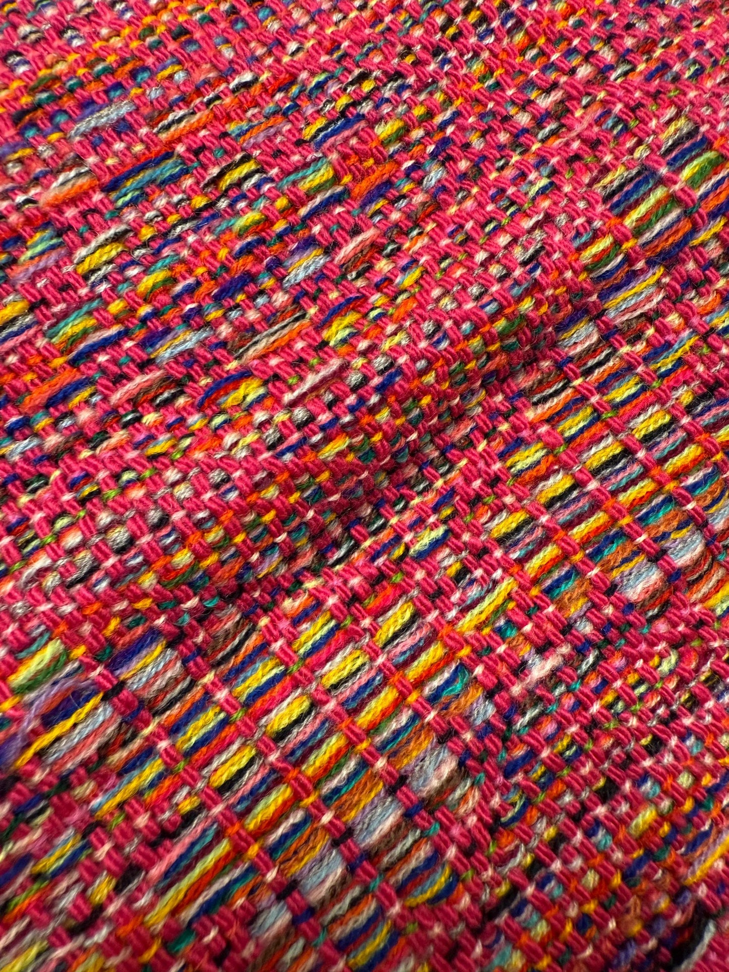 Mexican Rebozo  with front panel – Rosa Mexicano | Multicolor Shawl from Puebla | 80x28 in | CasaArtMex