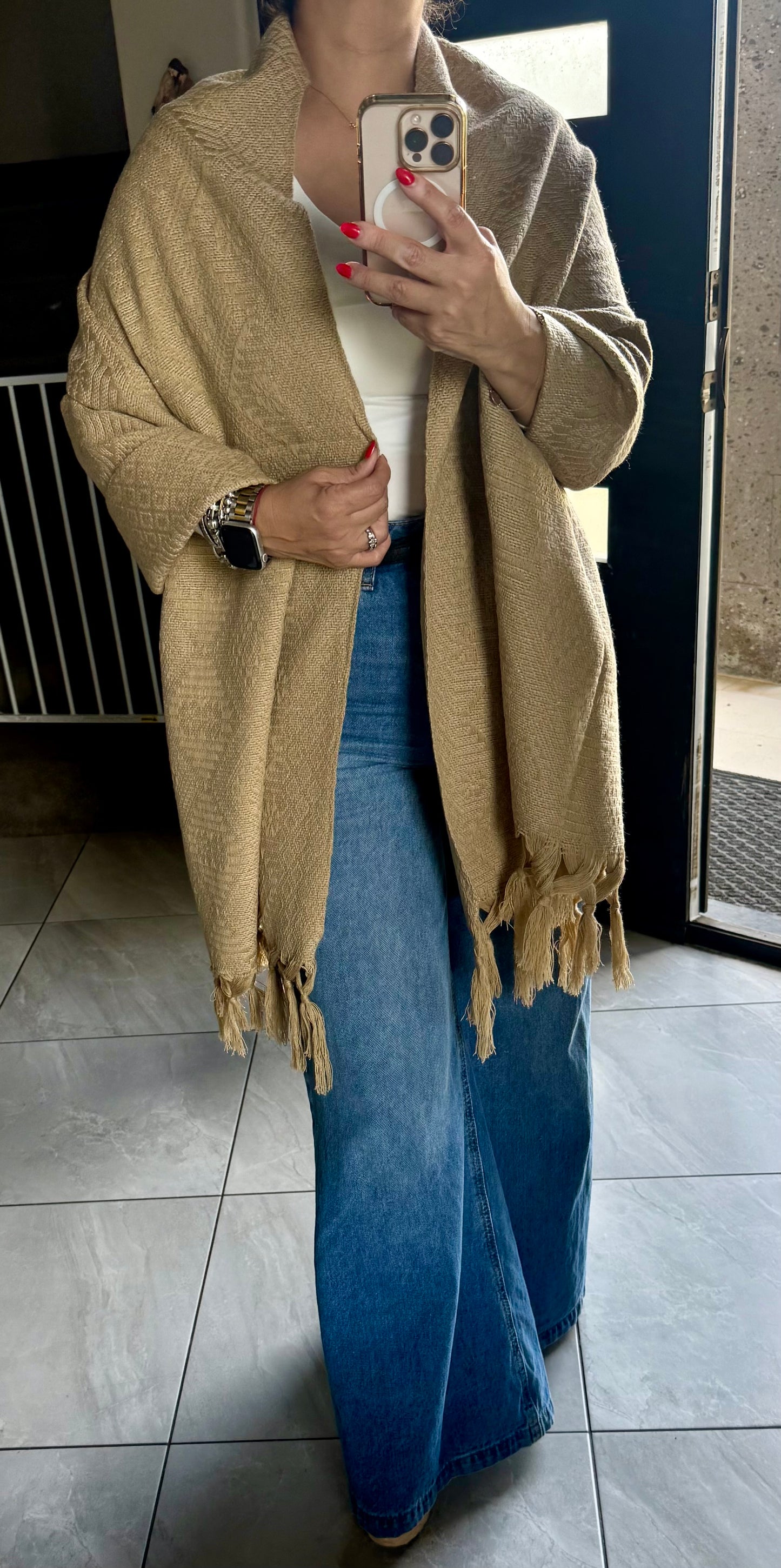 Mexican Rebozo Shawl Khaki Handwoven Artisan Wrap – Authentic Mexican Scarf from Puebla