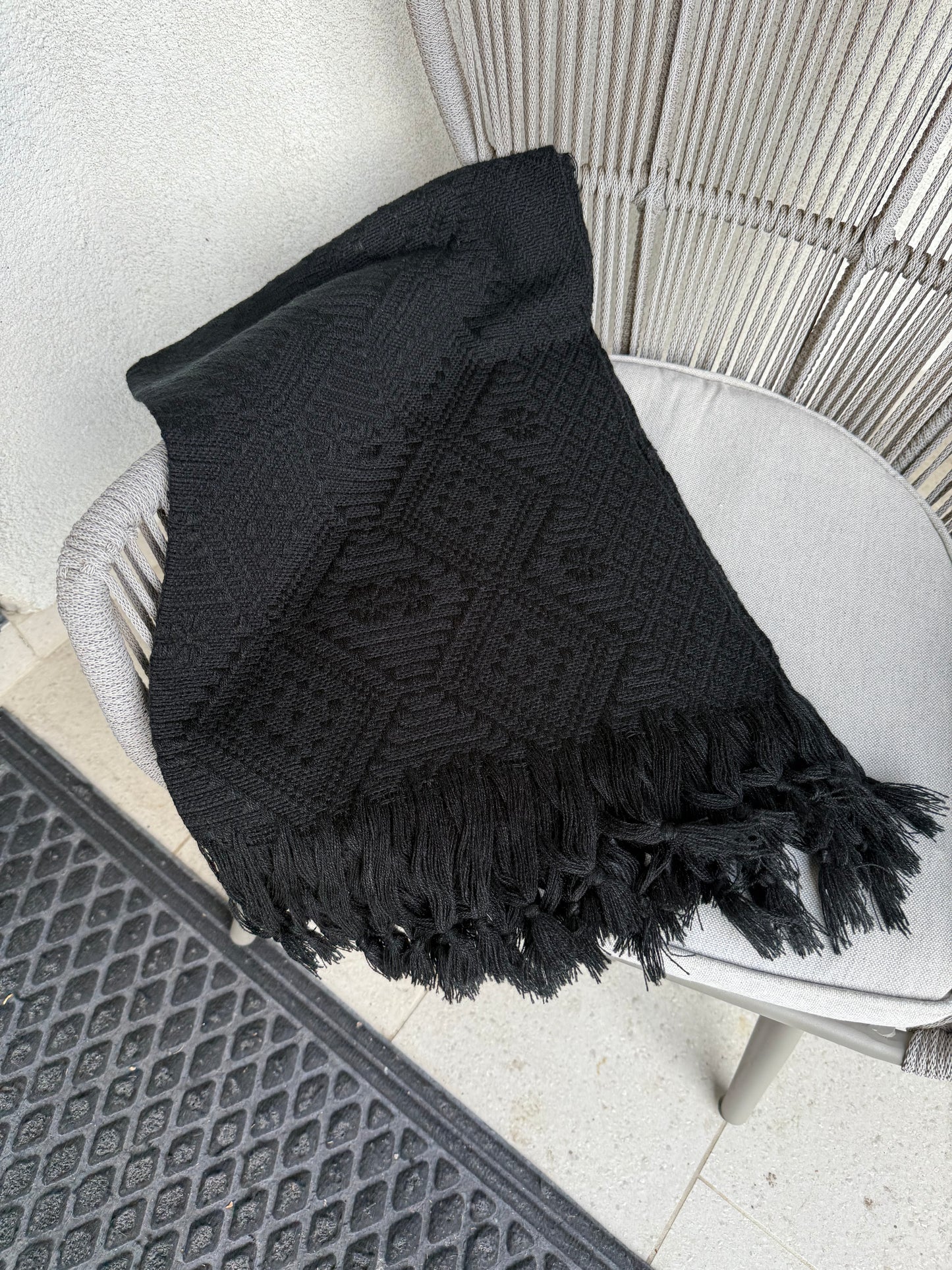 Mexican Woven Rebozo with Chest Panel – Artisan-Made Traditional Shawl – Unique Design (Copy)
