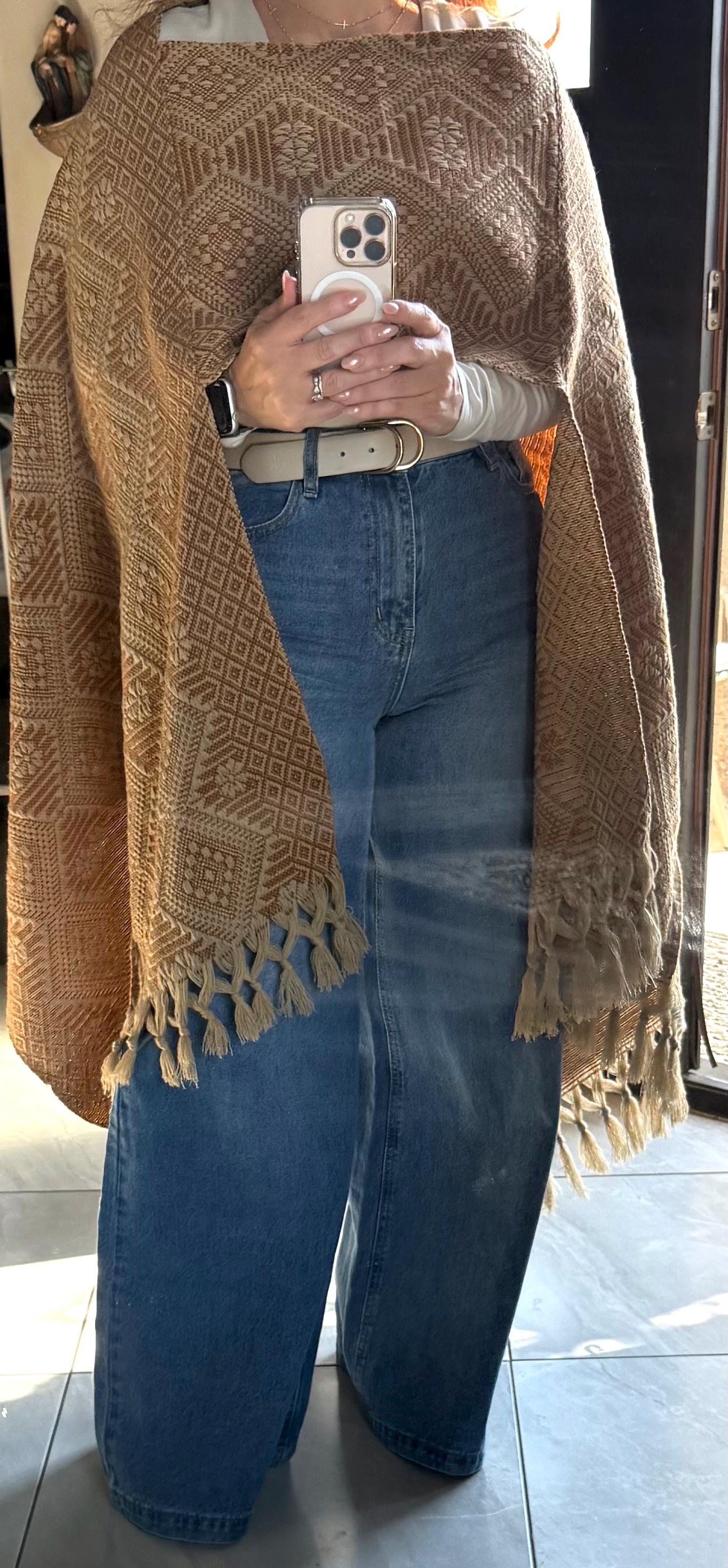 Handwoven Mexican Rebozo Shawl – Ochre Khaki Artisan Wrap