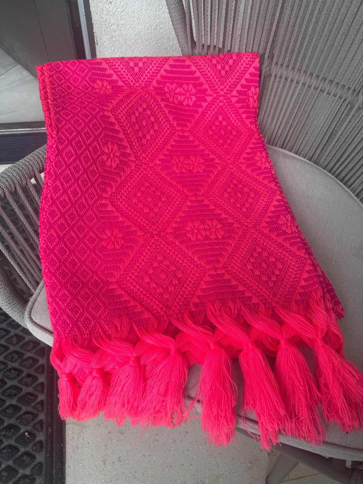Mexican Rebozo – Hot Pink | Magenta Shawl from Puebla | 80×28 in | CasaArtMex