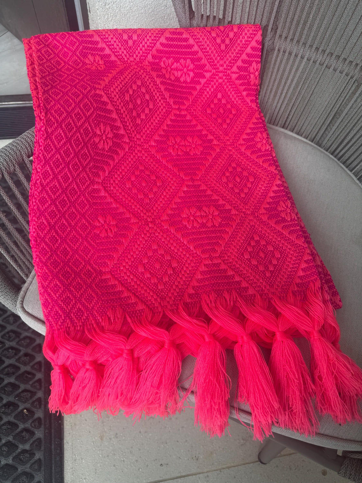 Mexican Rebozo – Hot Pink | Magenta Shawl from Puebla | 80×28 in | CasaArtMex