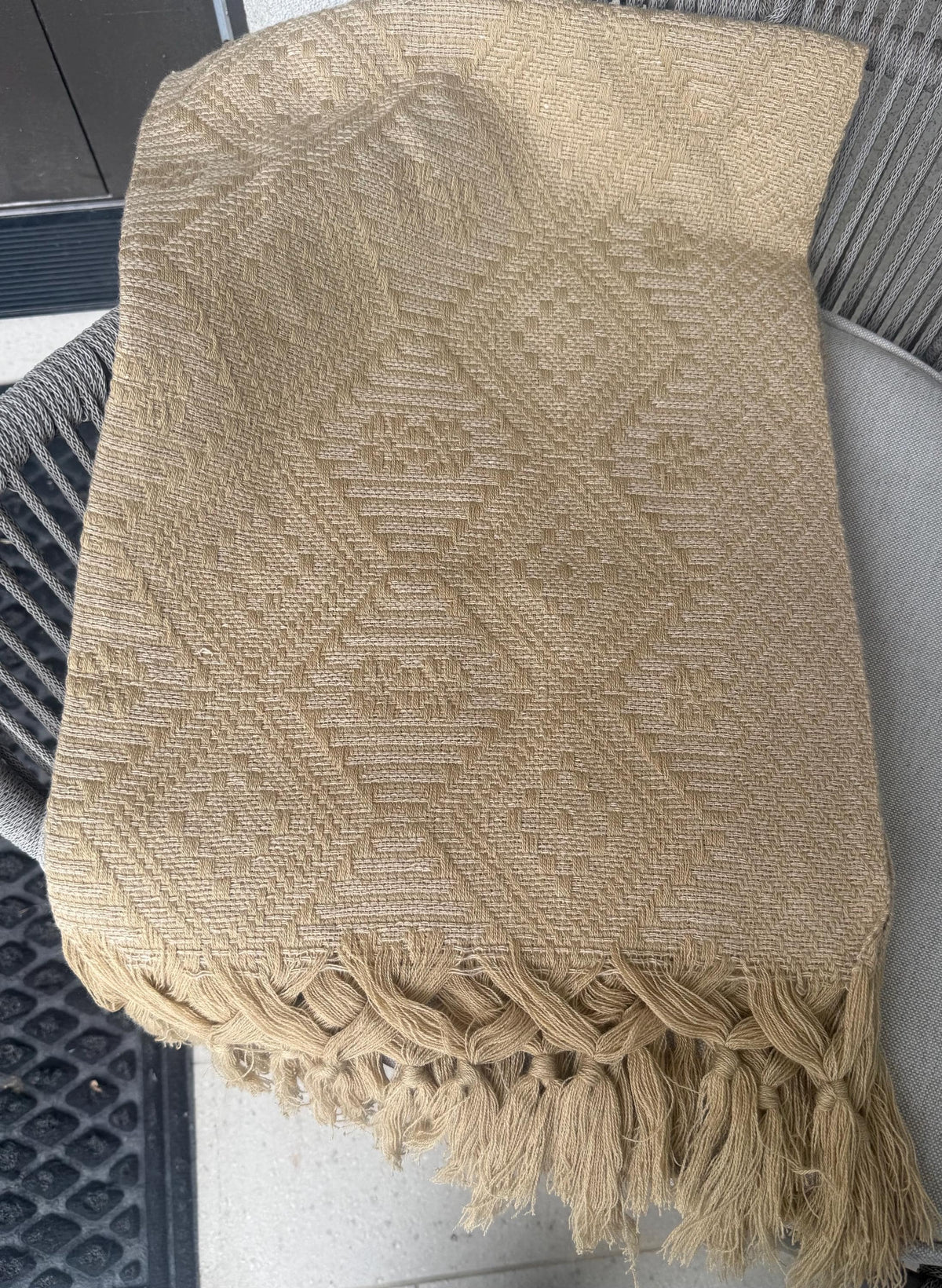 Mexican Rebozo – Khaki Shawl from Puebla | 80×28 in | CasaArtMex