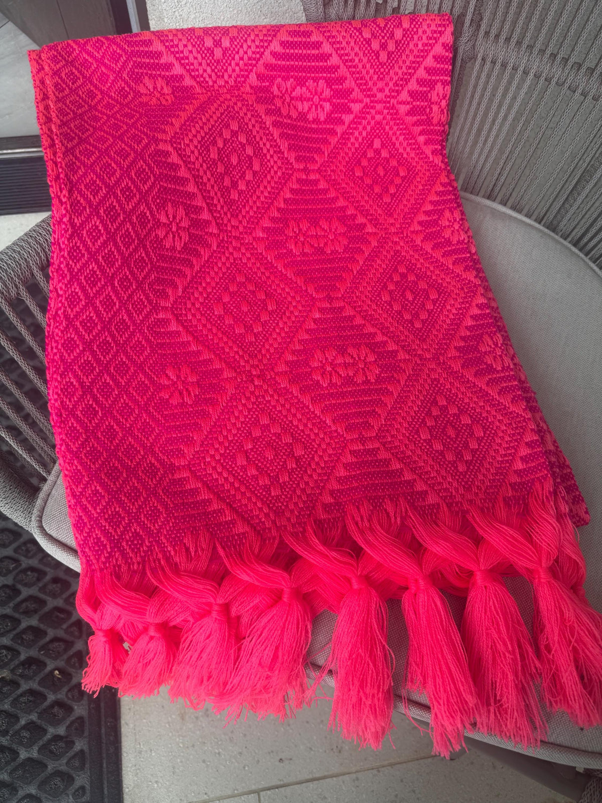 Mexican Rebozo – Hot Pink | Magenta Shawl from Puebla | 80×28 in | CasaArtMex