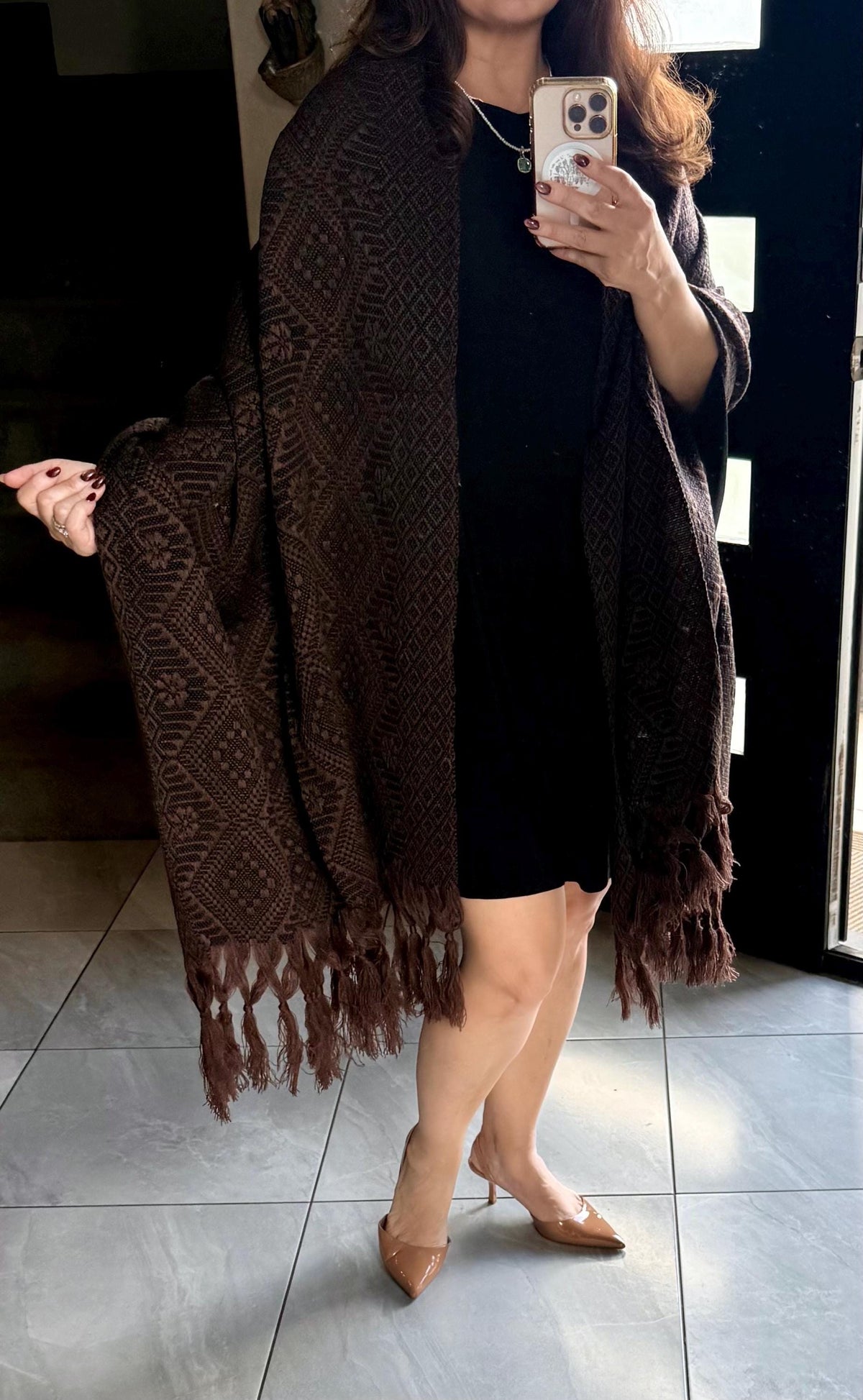 Mexican Rebozo – Brown | Black | Shawl from Puebla | 80×28 in | CasaArtMex