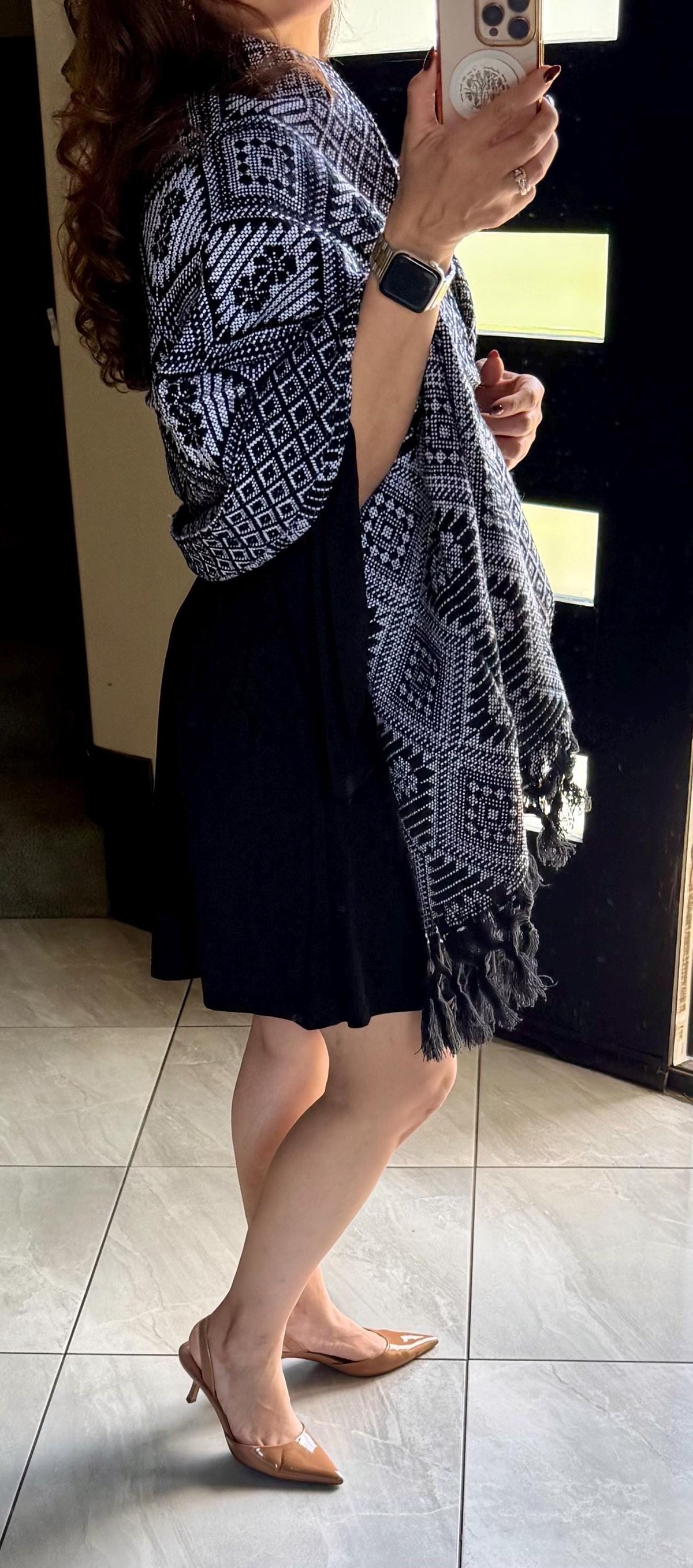 Mexican Rebozo – Black | white | Shawl from Puebla | 80×28 in | CasaArtMex