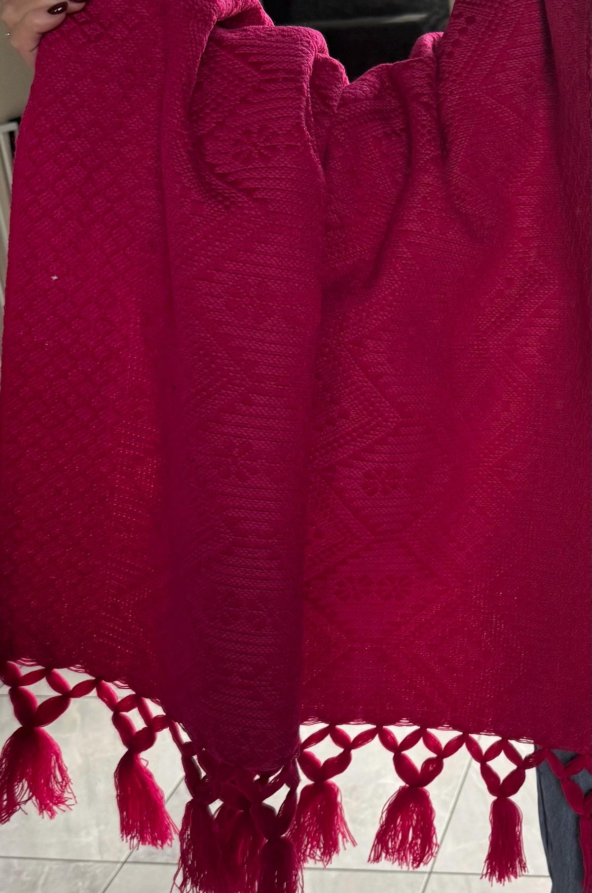 Mexican Rebozo with Pechera – Pink | Magenta | Shawl from Puebla | 80×28 in | CasaArtMex