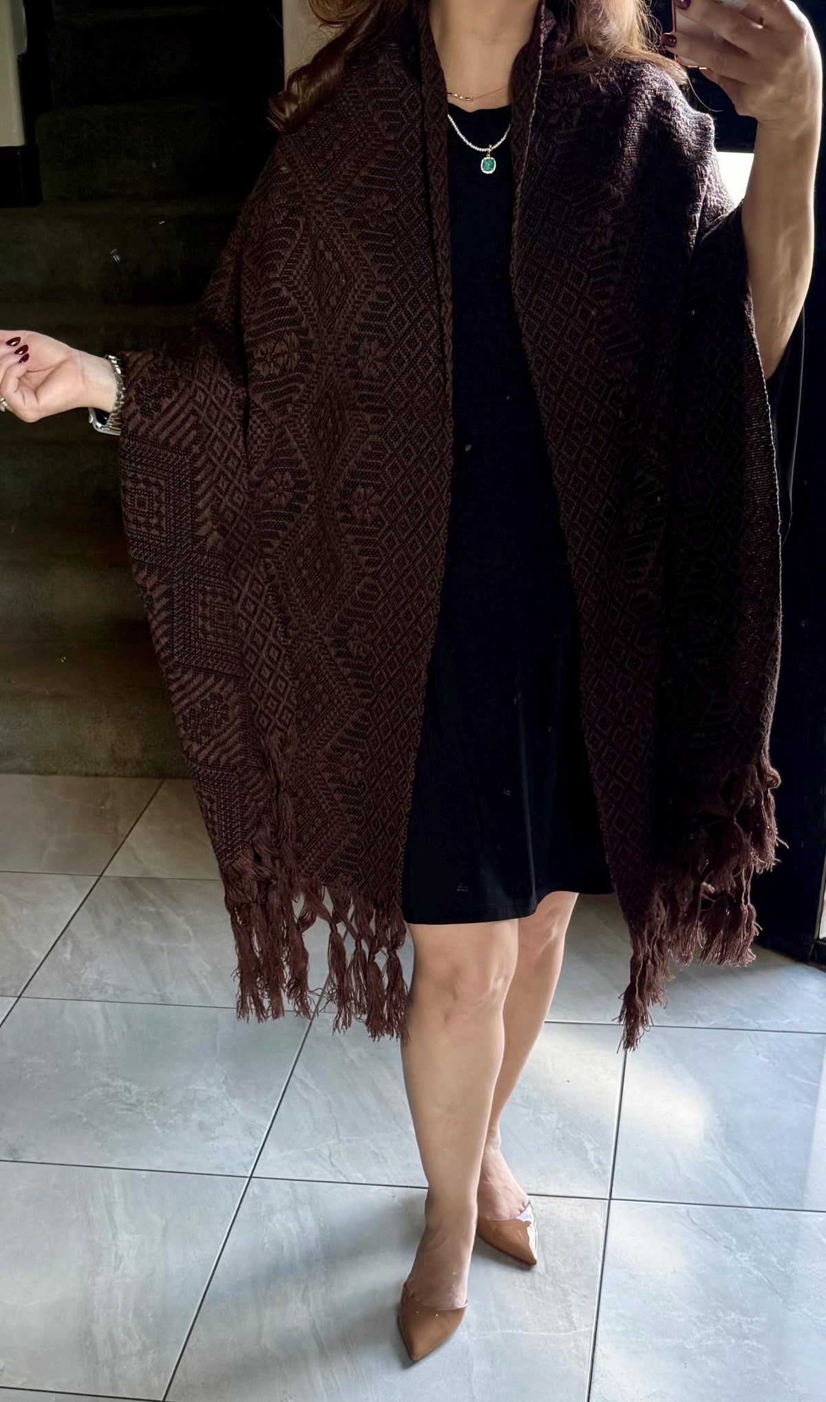 Mexican Rebozo – Brown | Black | Shawl from Puebla | 80×28 in | CasaArtMex