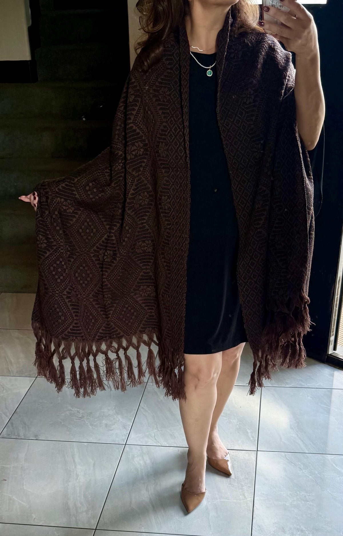 Mexican Rebozo – Brown | Black | Shawl from Puebla | 80×28 in | CasaArtMex