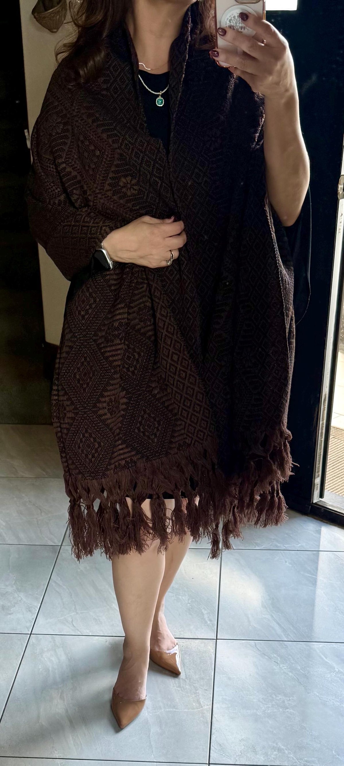 Mexican Rebozo – Brown | Black | Shawl from Puebla | 80×28 in | CasaArtMex