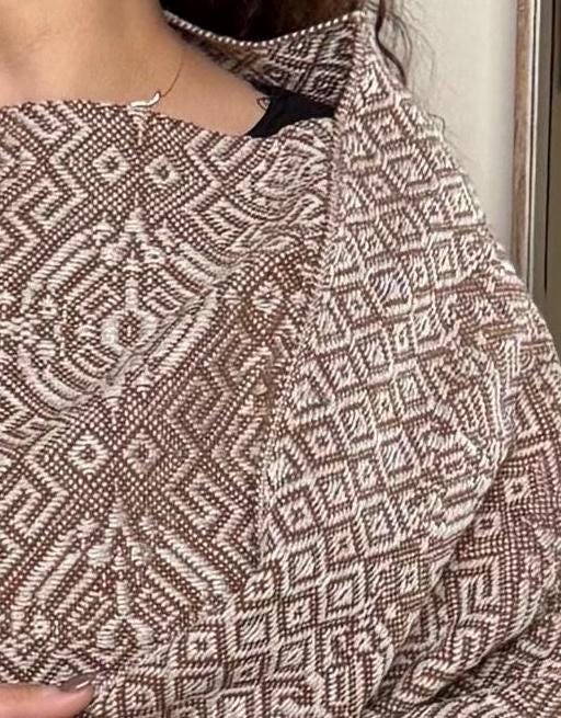 Mexican Rebozo with Pechera – Ivory | Brown | Mocha | Shawl from Puebla | 80×28 in | CasaArtMex